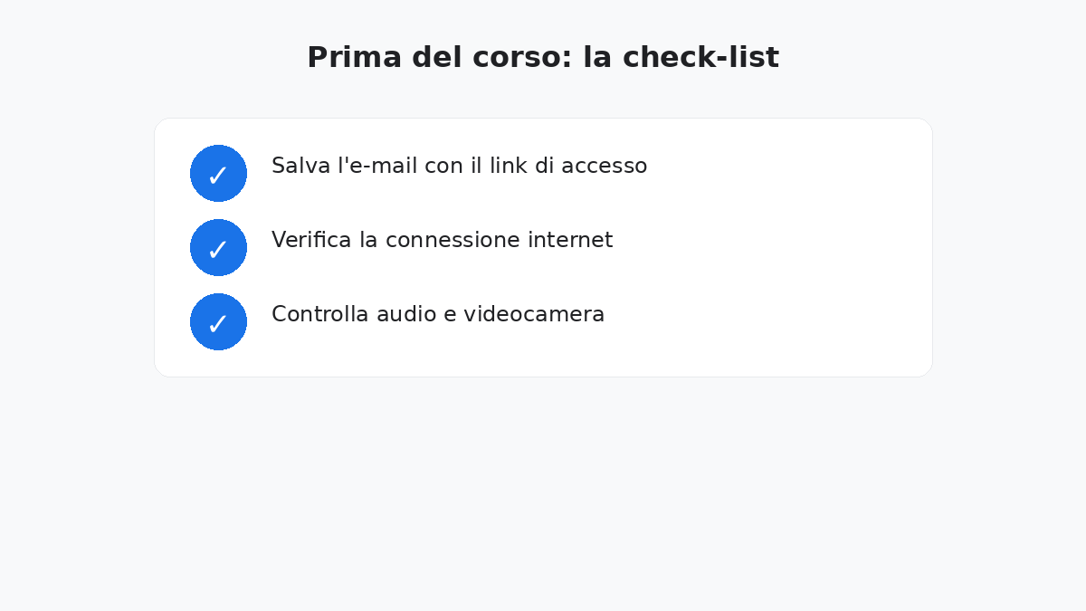 Come partecipare a un corso online con Google Meet 2 Check-list prima del corso